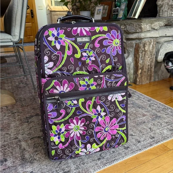 Vera Bradley Retired "Purple Punch" Purple Floral Suitcase - Purple, Brown - Picture 1 of 16